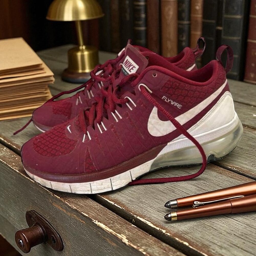 Nike Air Max Burgundy Red Flywire Low‎ Top Running Shoes Size 7.5